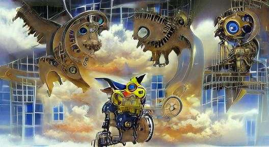 Steampunk Digimon in Jim Burns Style