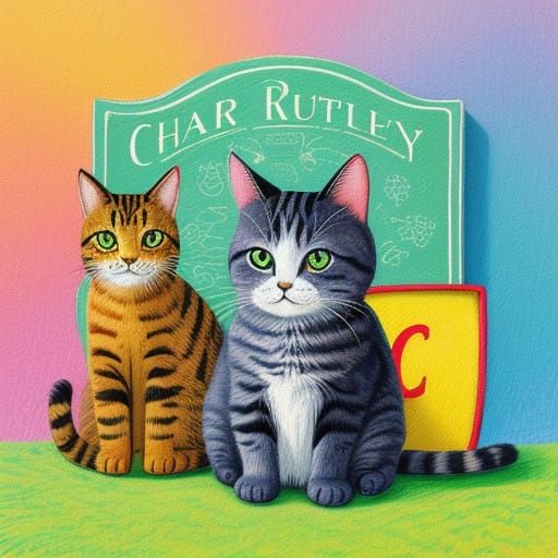 A Whimsical Cat Displays the Letter C in a Playful Art Style