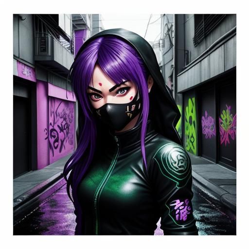 Ninja Turtle Girl in Manga Style Alley