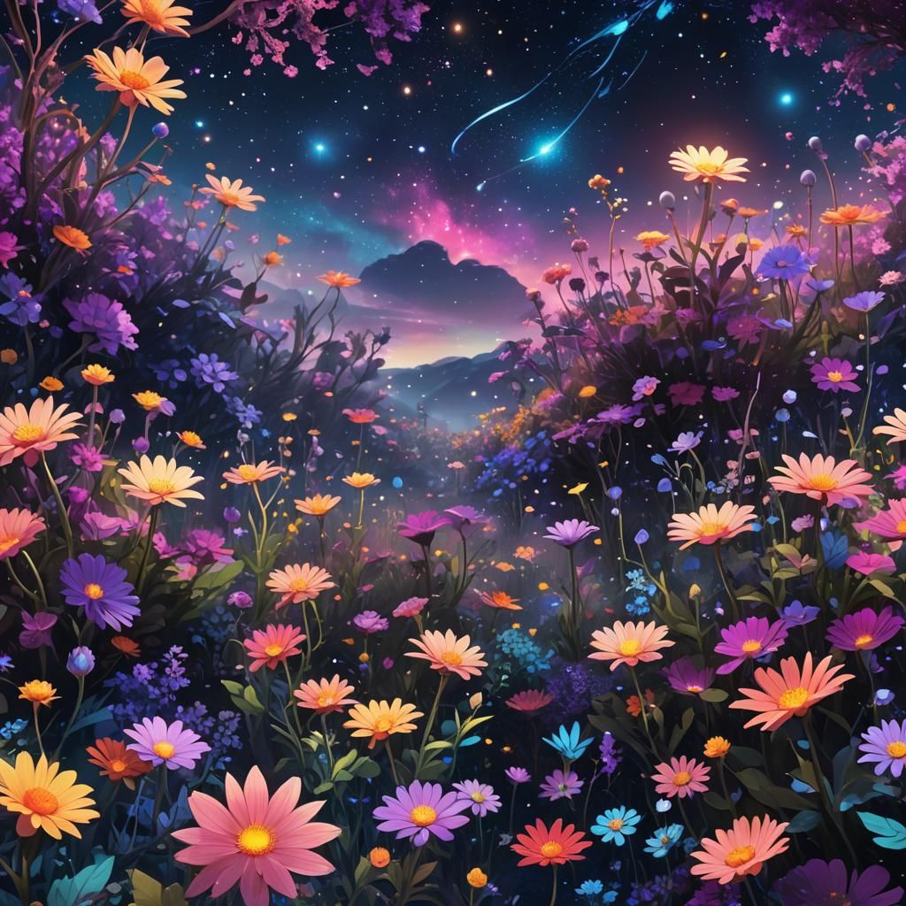 Cosmic Garden Concept Art in Anime Style