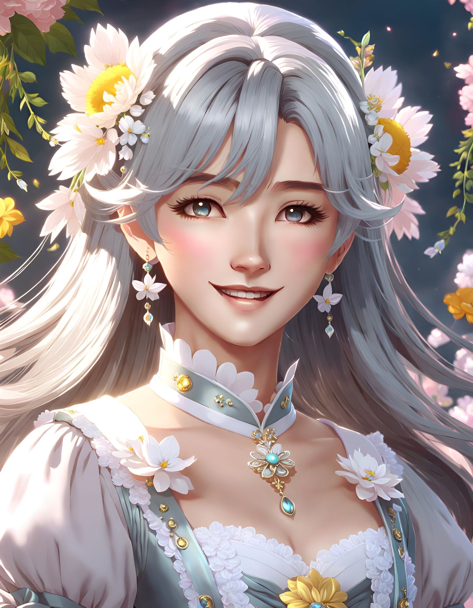 Anime Portrait of Transgender Youth in Rococo Style