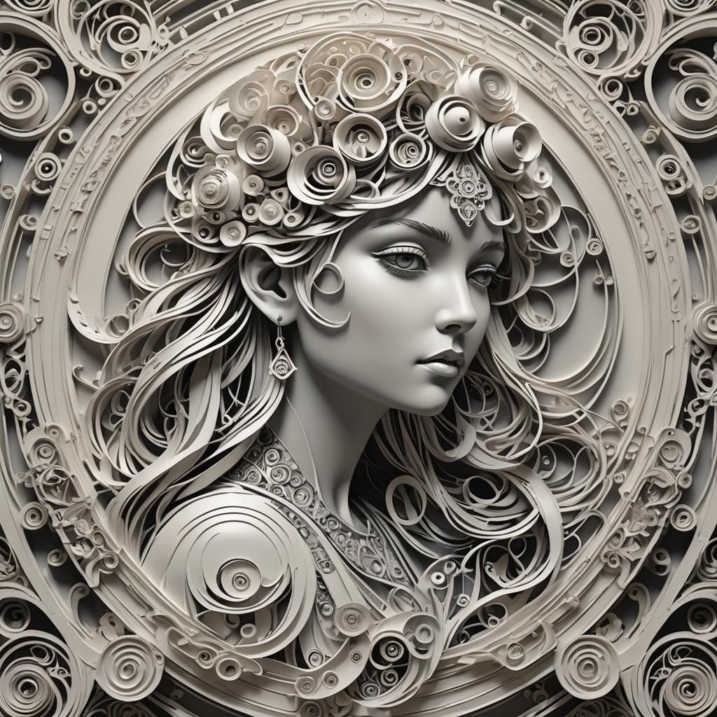 Art Deco Fairycore Abstract in Monochromatic Style