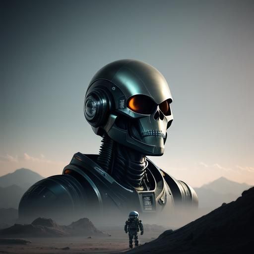 Alien Skeleton Astronaut in Spaceship: Comic Book Art