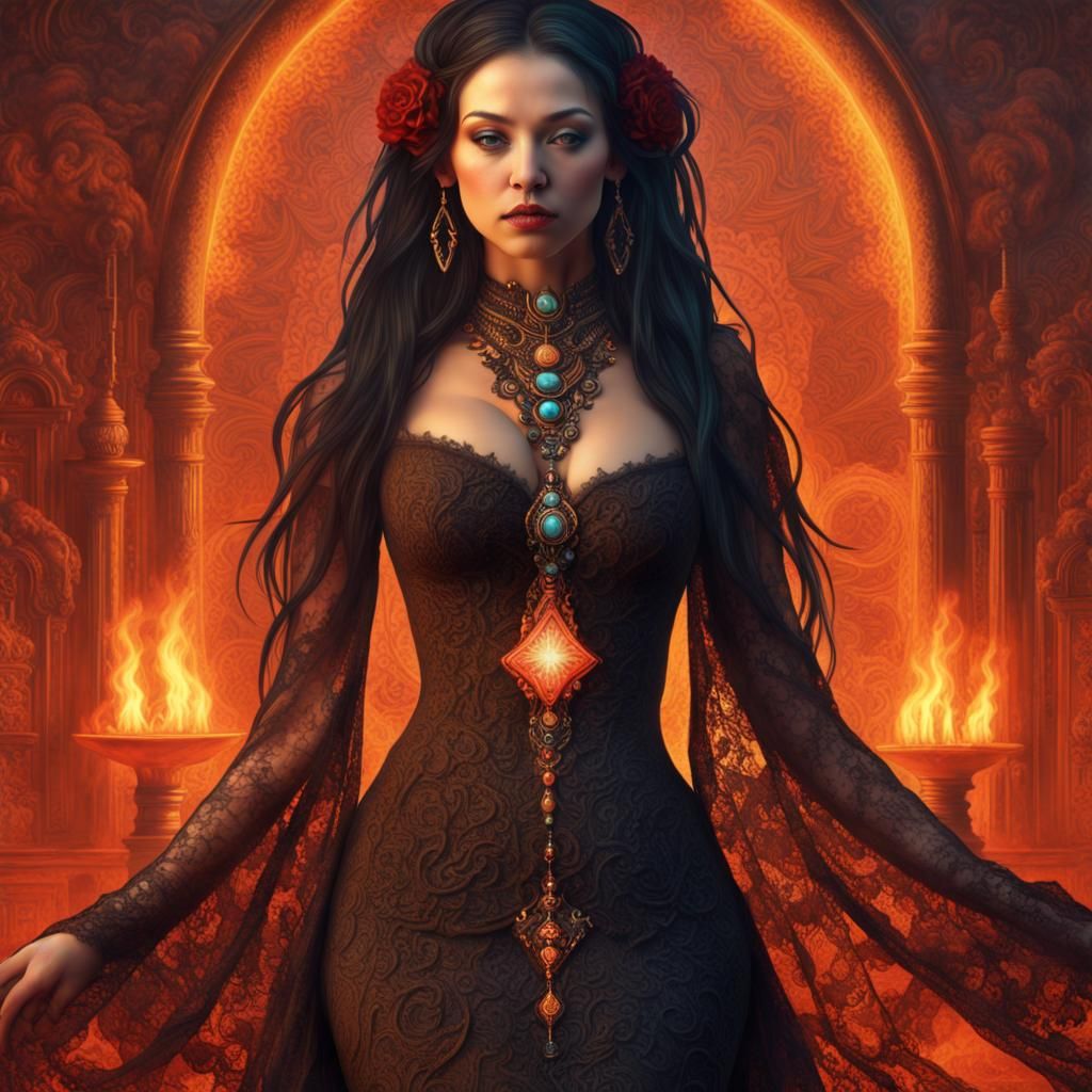 Vajrayana, pyrokenetic, romantic gothic demigoddess.