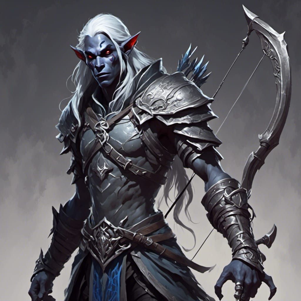Surreal Drow Archer in Dark Fantasy Setting