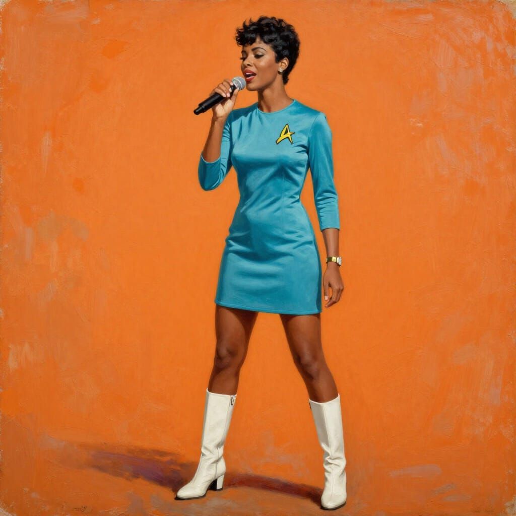 African American Woman in Star Trek Dress, 1950s Paperback S...