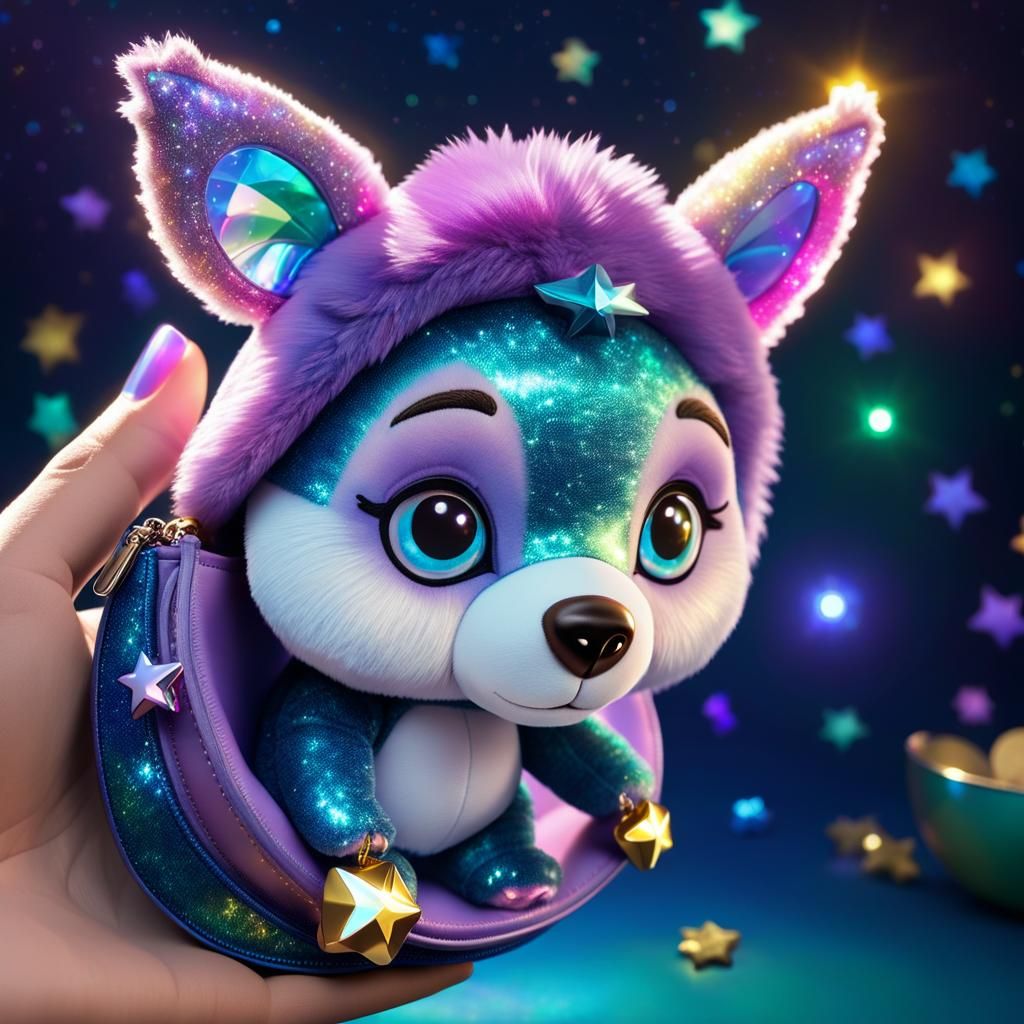 Plush Teddy Bear in Coin Purse: Pixar-Inspired Concept Art