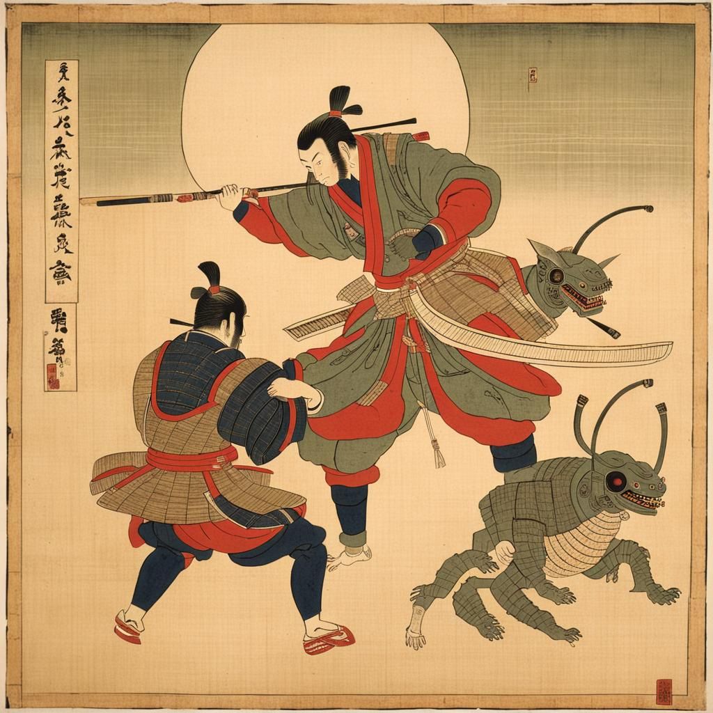 Samurai Meeting Aliens in Edo Period Art