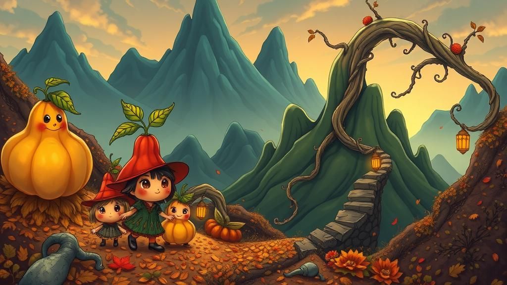 Gourd Characters Journey Through Harvest Land