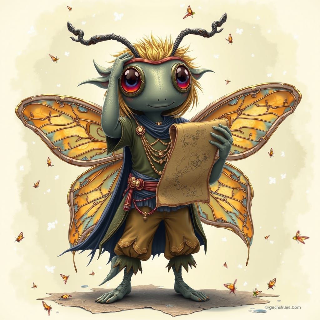 Bewildered Pirate Butterfly with Treasure Map