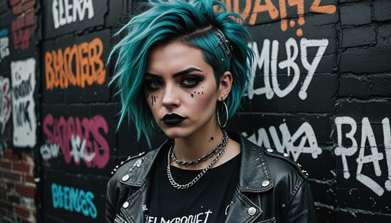 Edgy Punk Girl Portrait in Grungy Urban Style