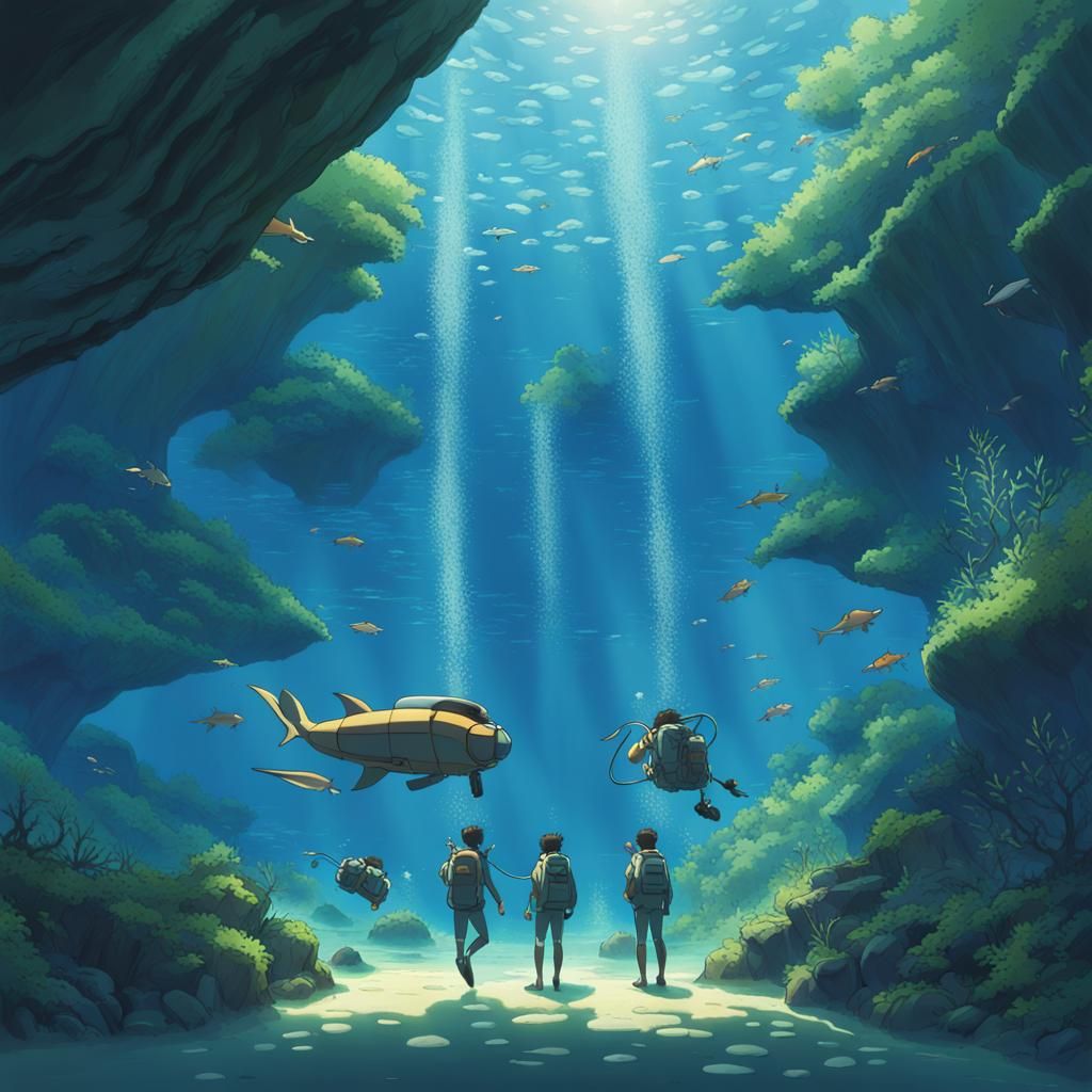 Scuba Divers in Anime Style