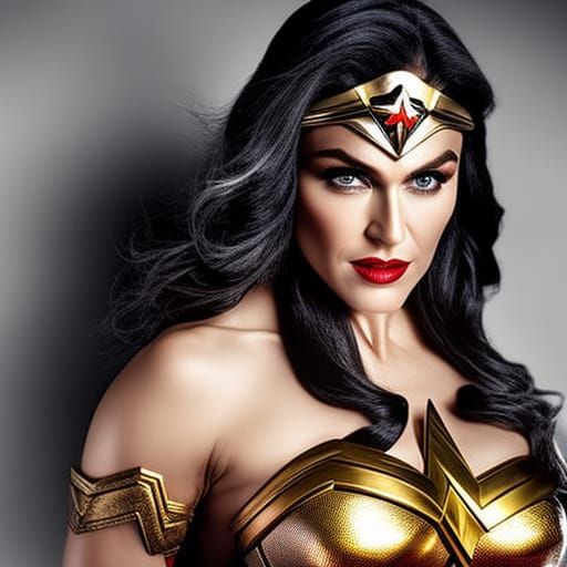 Madonna as Wonder Woman in Hyperrealistic Style