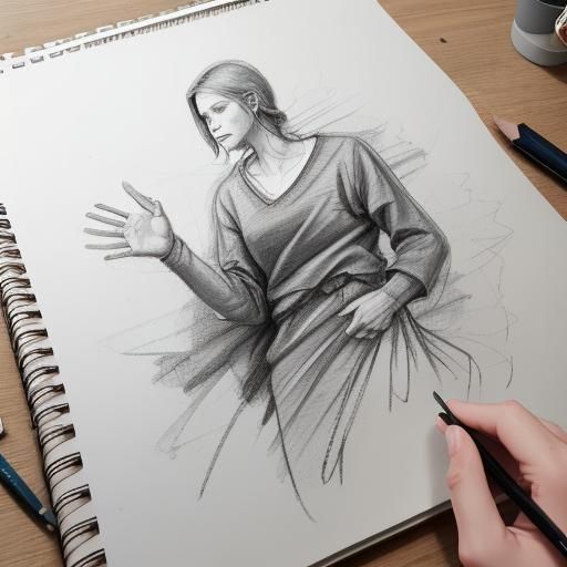 Energetic Hand Sketch in David Hockney Style