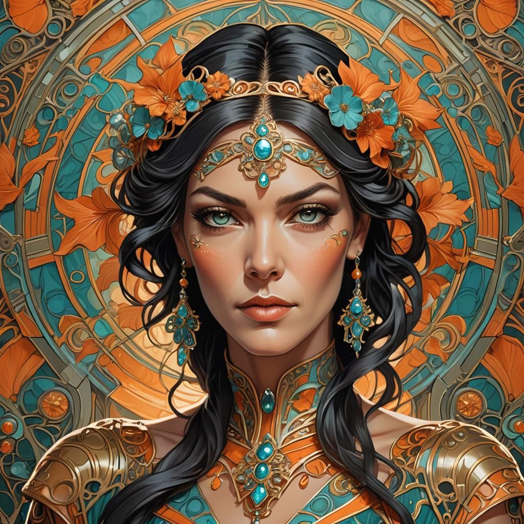 Art Nouveau Runway Fashion Portrait