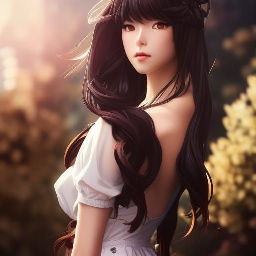 Anime Goat Girl Portrait in Hyperdetailed Style