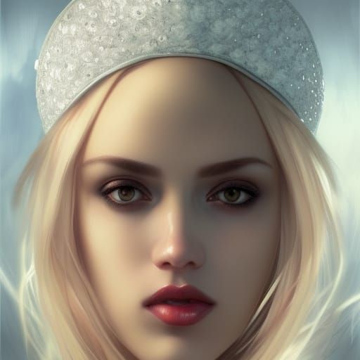 Beautiful Blonde Woman Portrait in Hyperdetailed Style