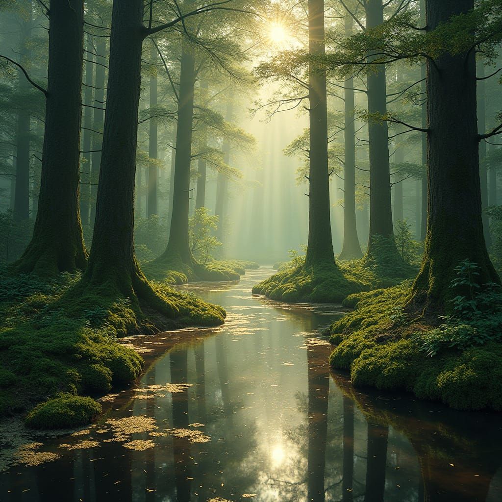 Enchanted Forest Glade in Digital Painting Style