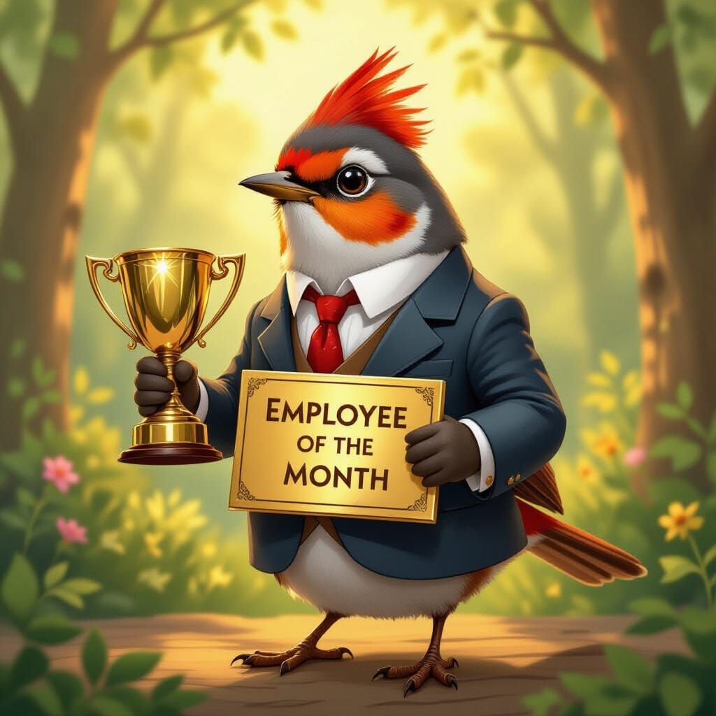 Robin Employee of the Month in Realistic Illustration