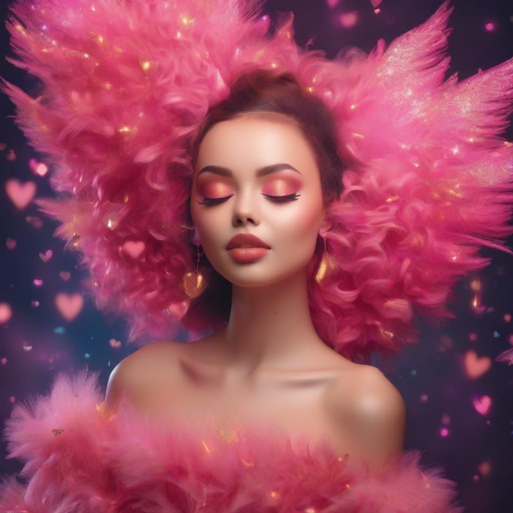 Whimsical Fairy with Giant Chocolate Heart in Vibrant Pastel...