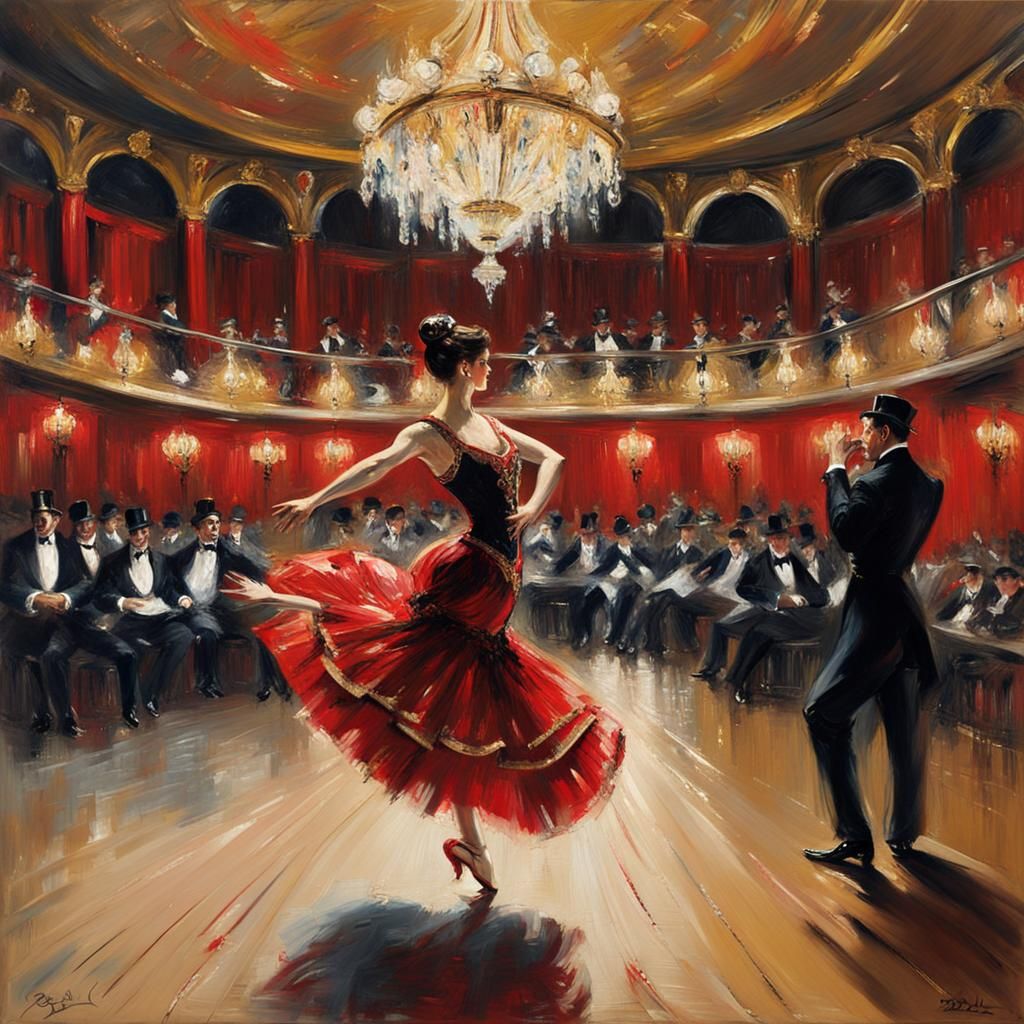 Spanish Dancer at Moulin Rouge as Oil Painting