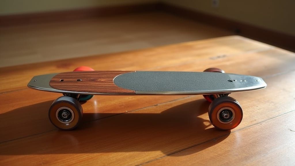 Sleek, High-Tech Skate Deck in Industrial Organic Style