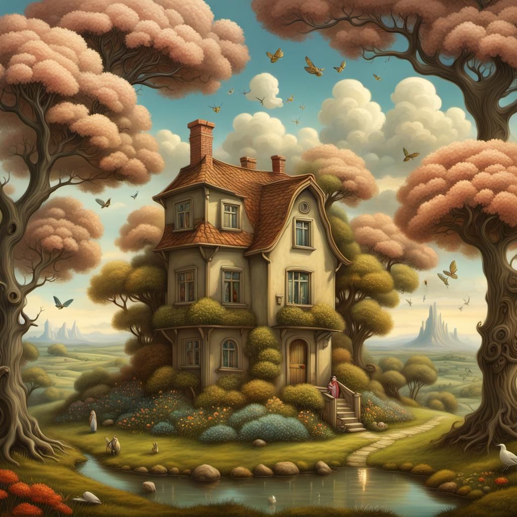 Hyperrealist Surreal Landscape with Animals and Light