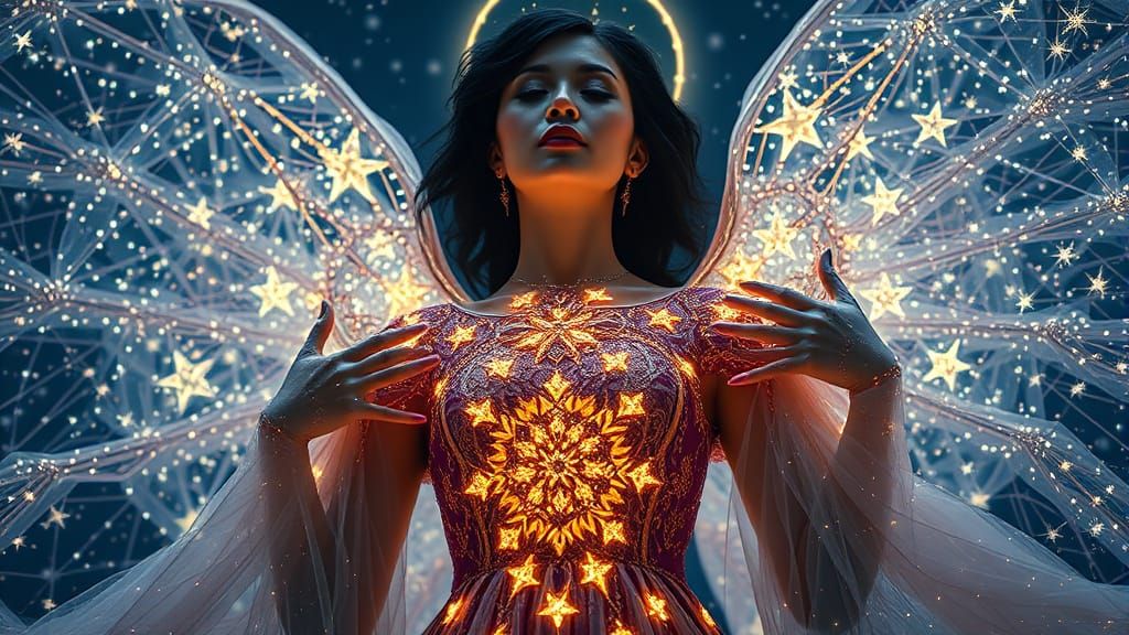 Celestial Apotheosis of Starlight Gown Woman