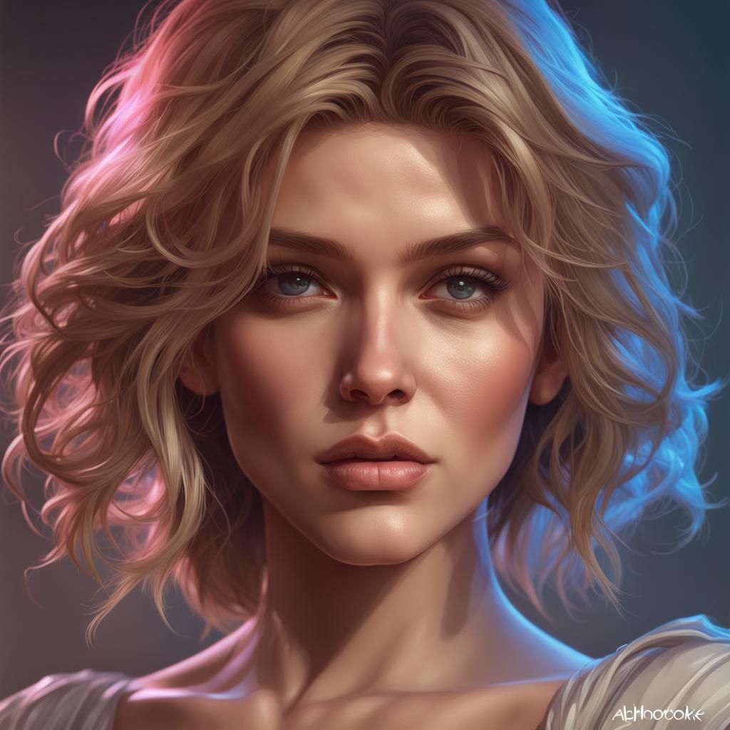 Detailed Portrait in Art Nouveau Style