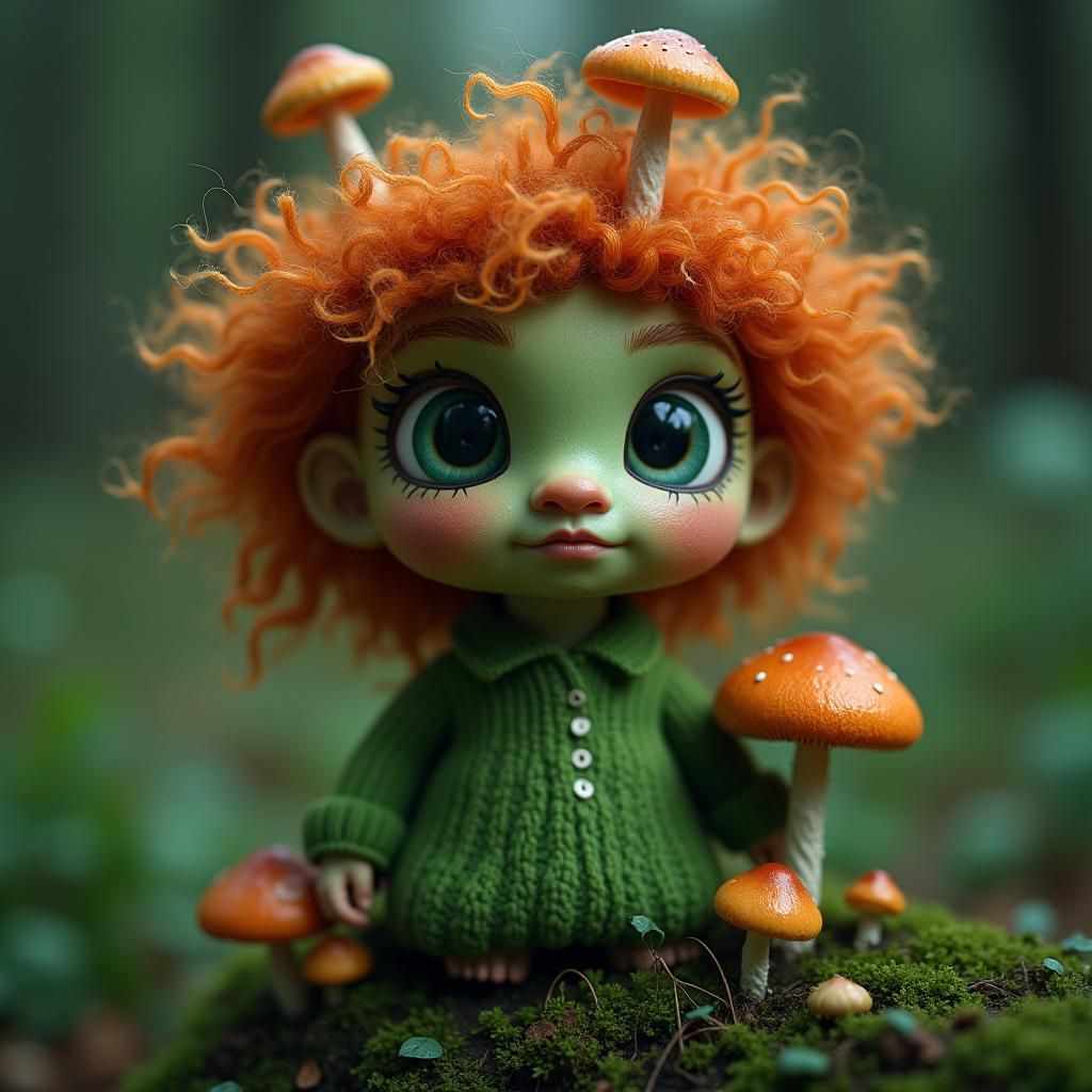 Mushroom Hairstyle: Green and Orange Fantasy