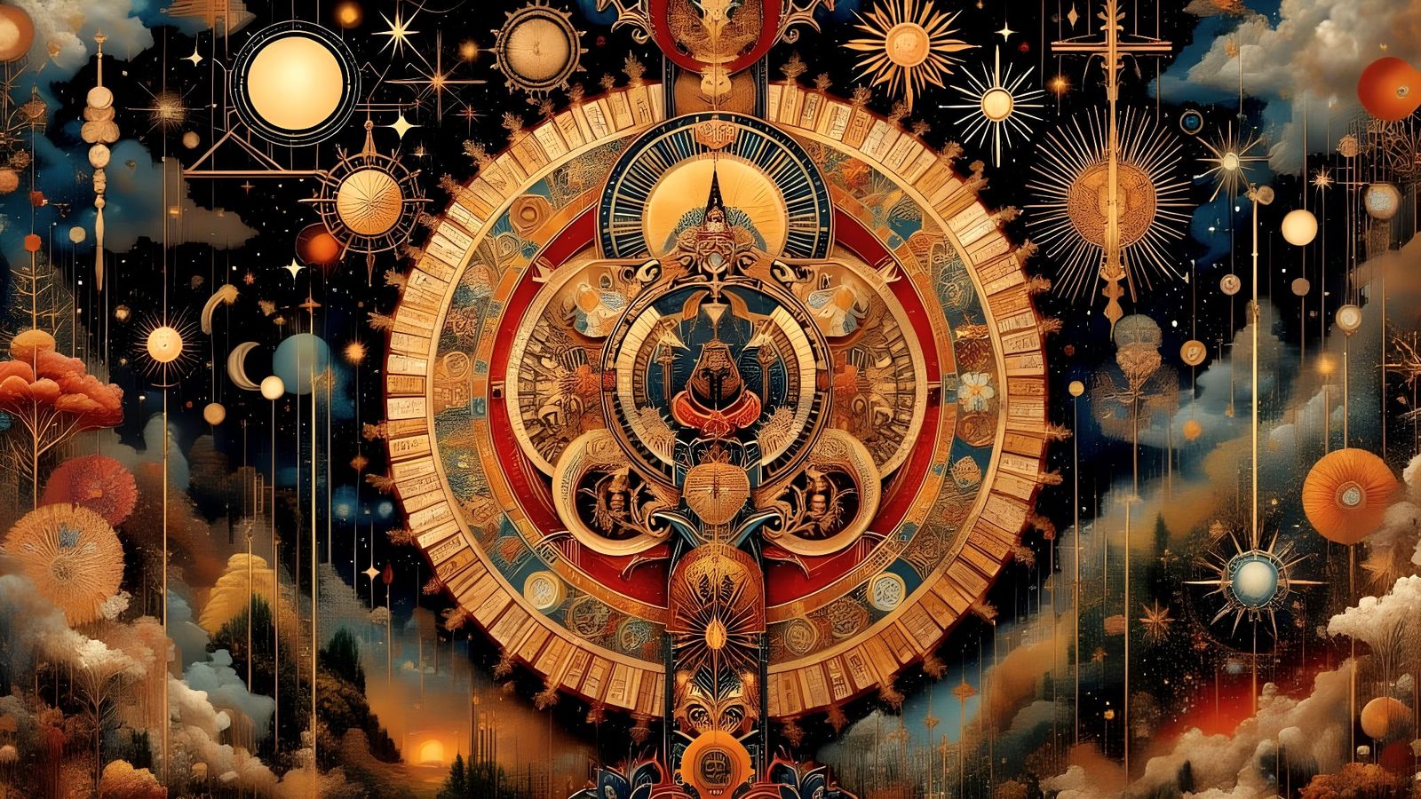 Kalachakra Mandala of Coins and Metals in Baroque Style