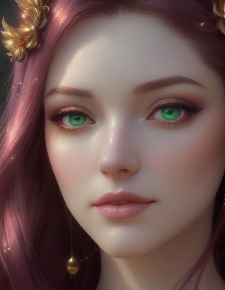 Ethereal beauty with long Burgundy red hair 2