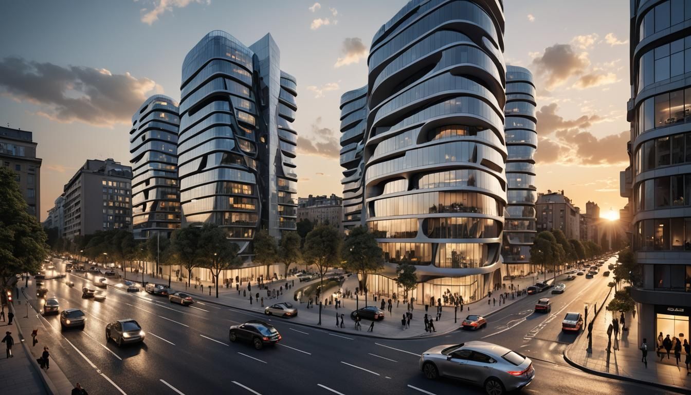 Zaha Hadid-Inspired Twin Towers: Hyperrealistic Architectura...