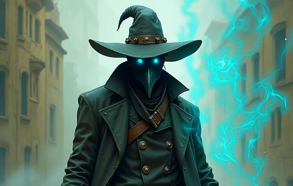 Steampunk Plague Doctor Sorcerer Comic Art