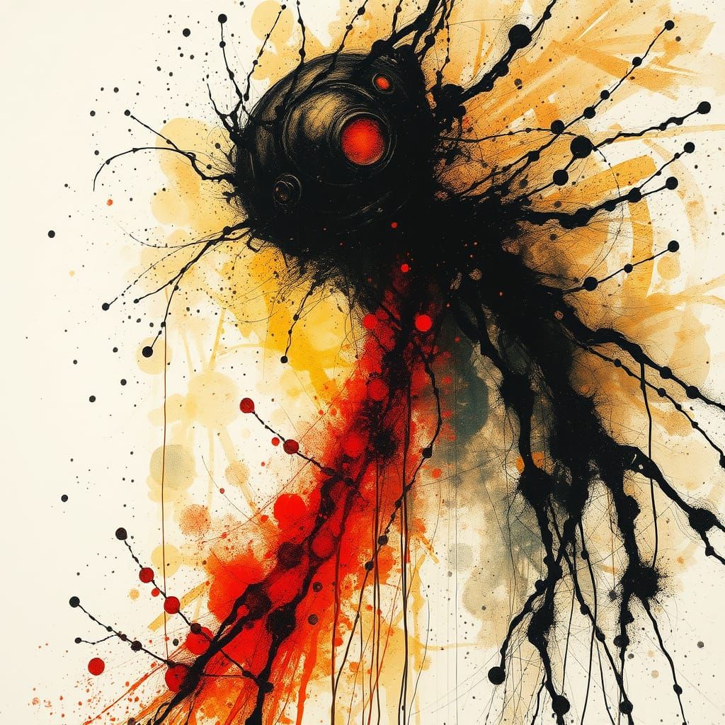 Organic Alien Ink Artwork in Mosaic Style