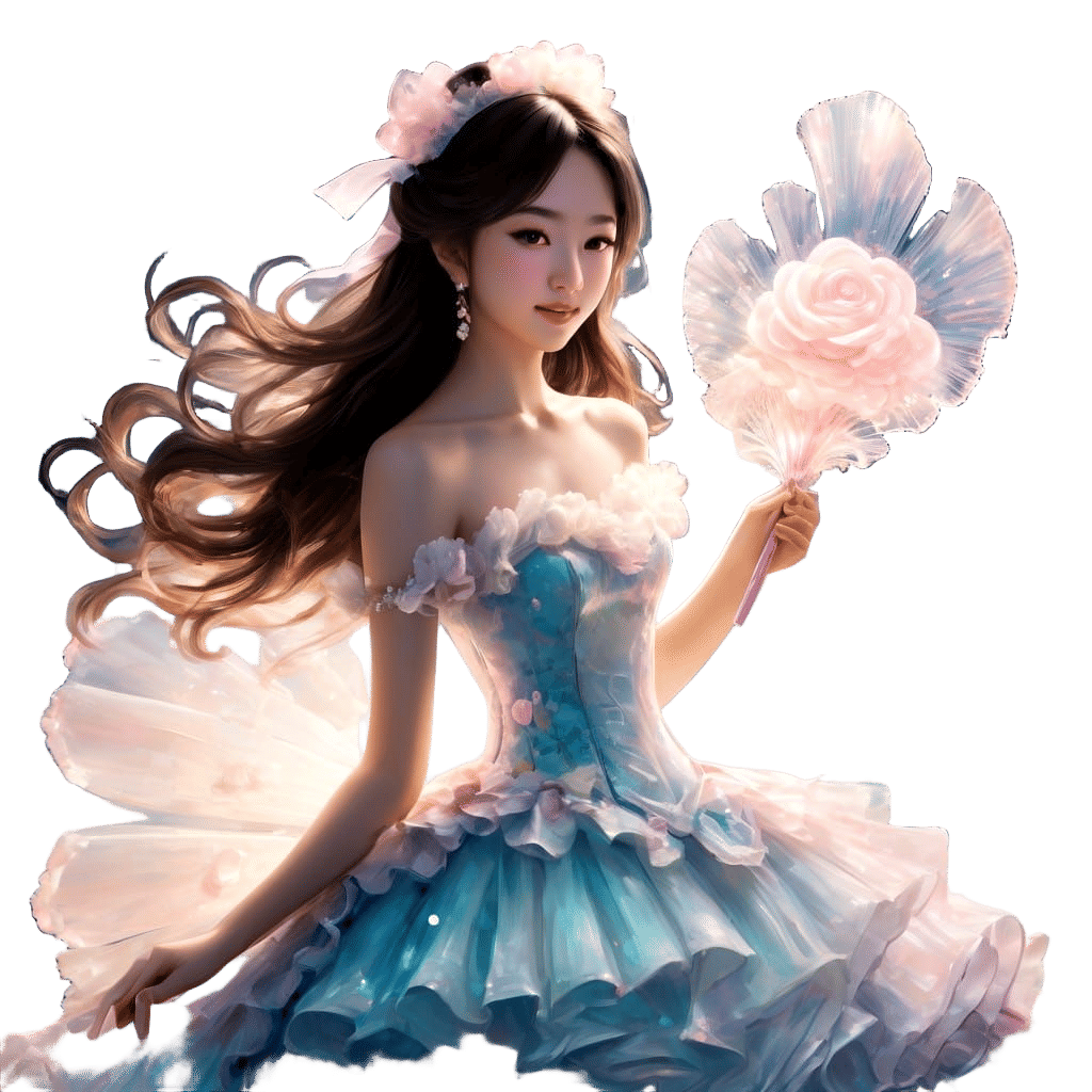 Anime-Inspired Quinceañera Portrait in Simplified Art Crayon...