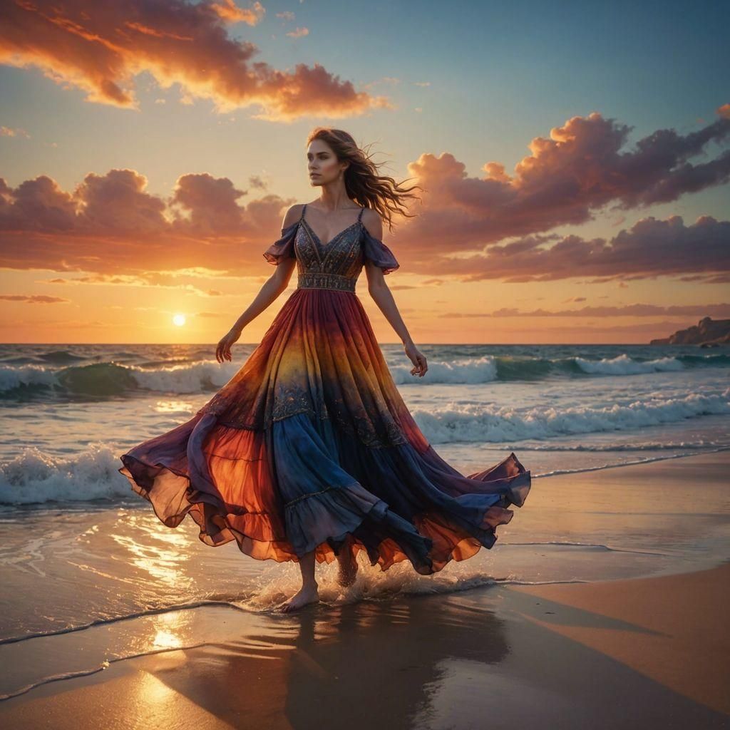 Stunning Beach Sunset Watercolor Painting