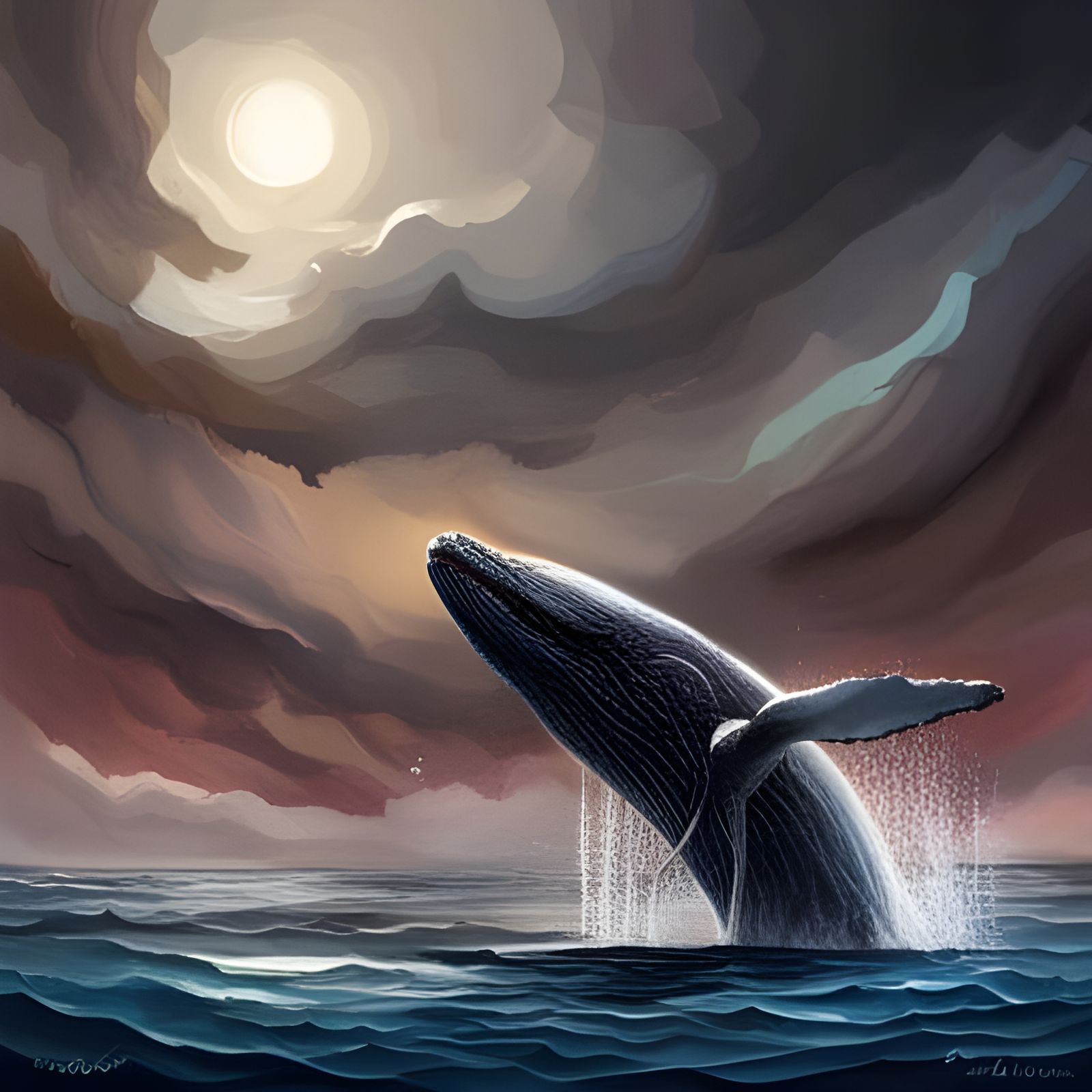 Fantasy Whale Illustration in Deep Color