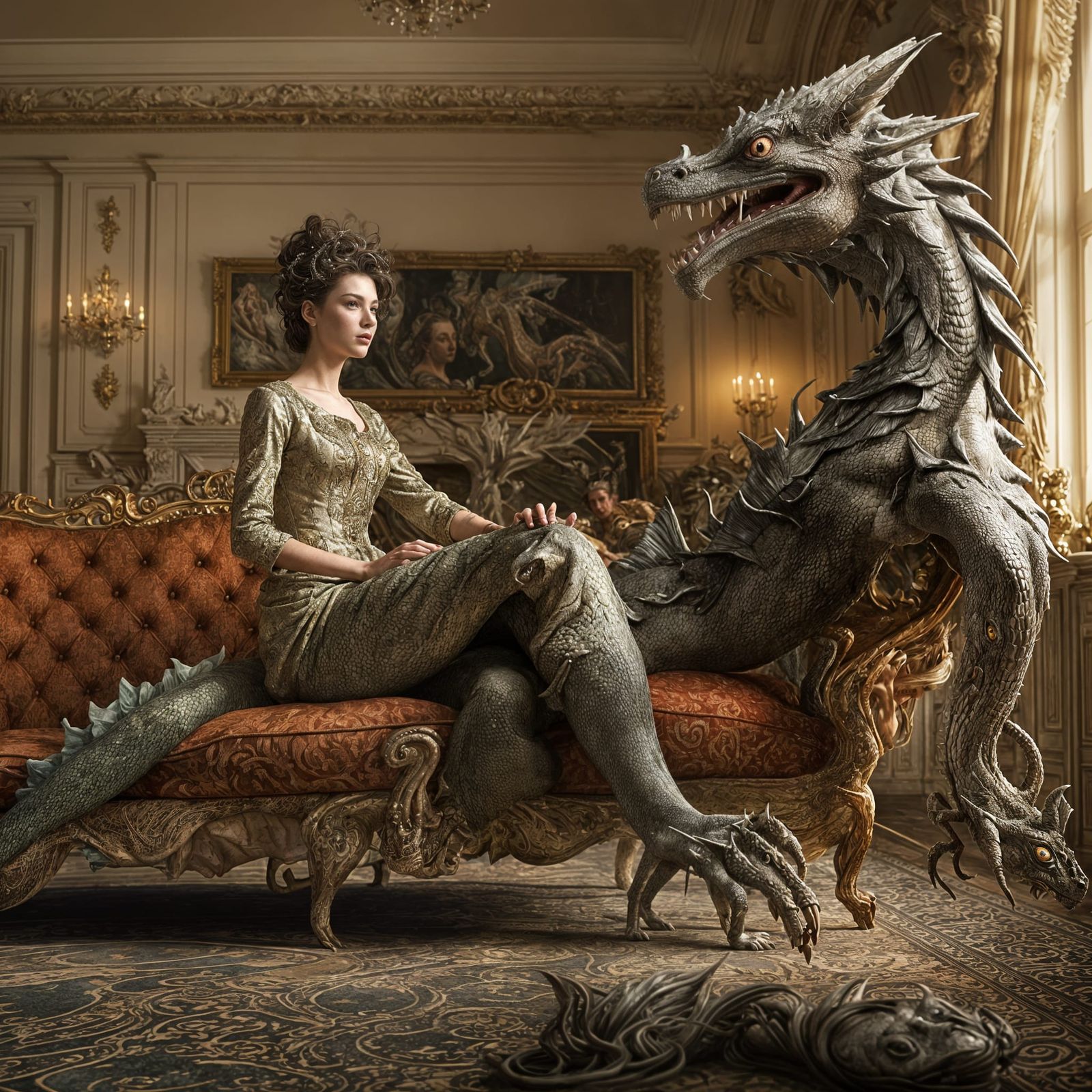 Missy and Her Dragons in a Bizarre Photorealistic Art