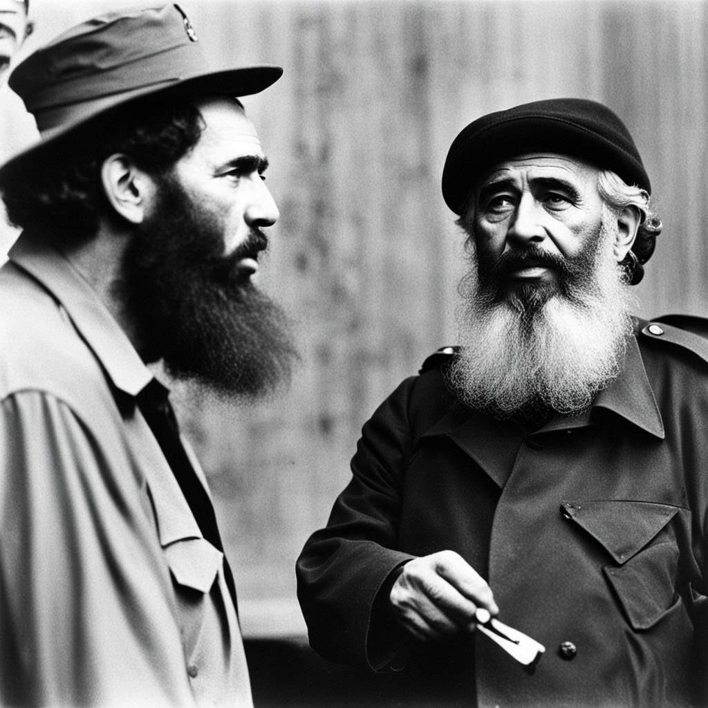 Marx and Castro Discussing Peace in Gaza