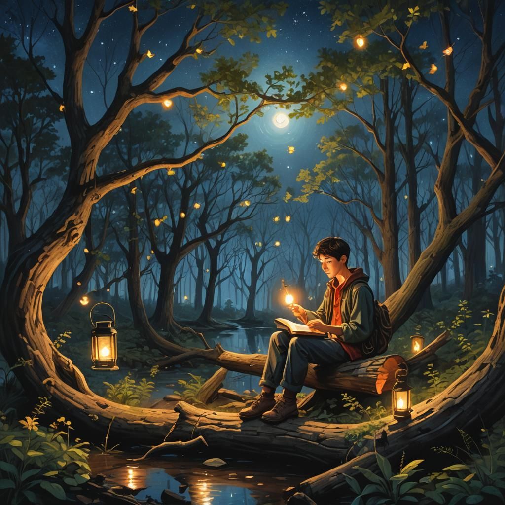 Dreamy Forest Night Scene in Ultra-Detailed 8K