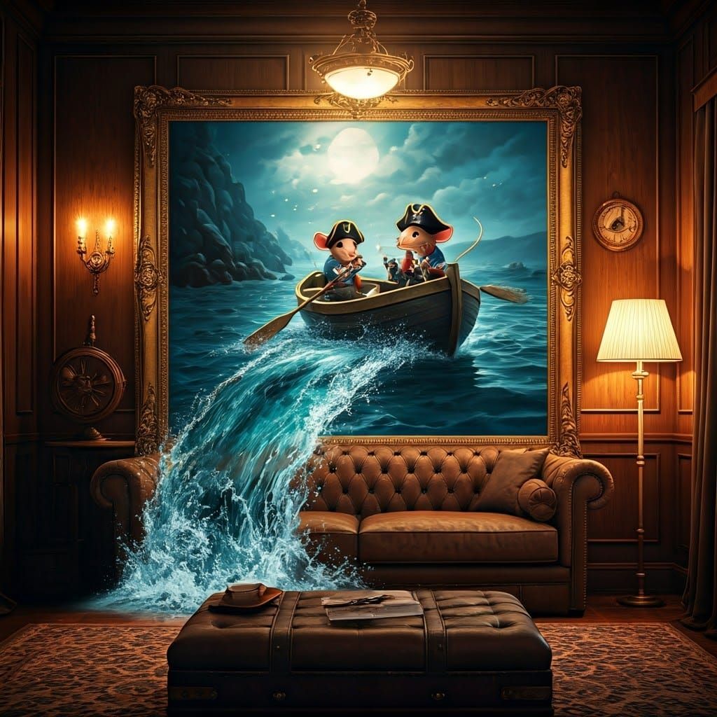 Whimsical Living Room Transformed by Pirate Mice in Rowing B...