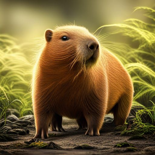 Hyperrealistic Electric Capybara Pokemon in HDR