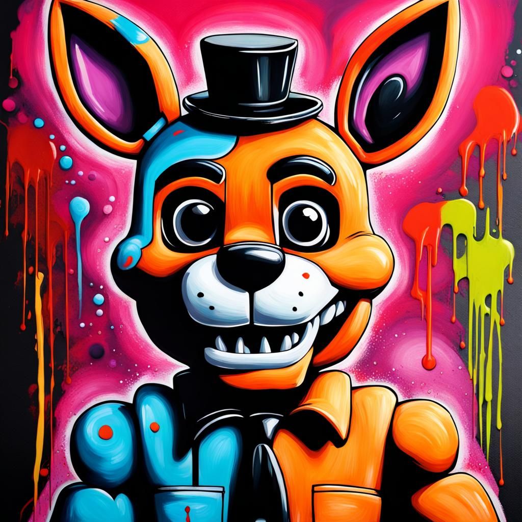 Foxy FNAF Graffiti Art in Street Art Style