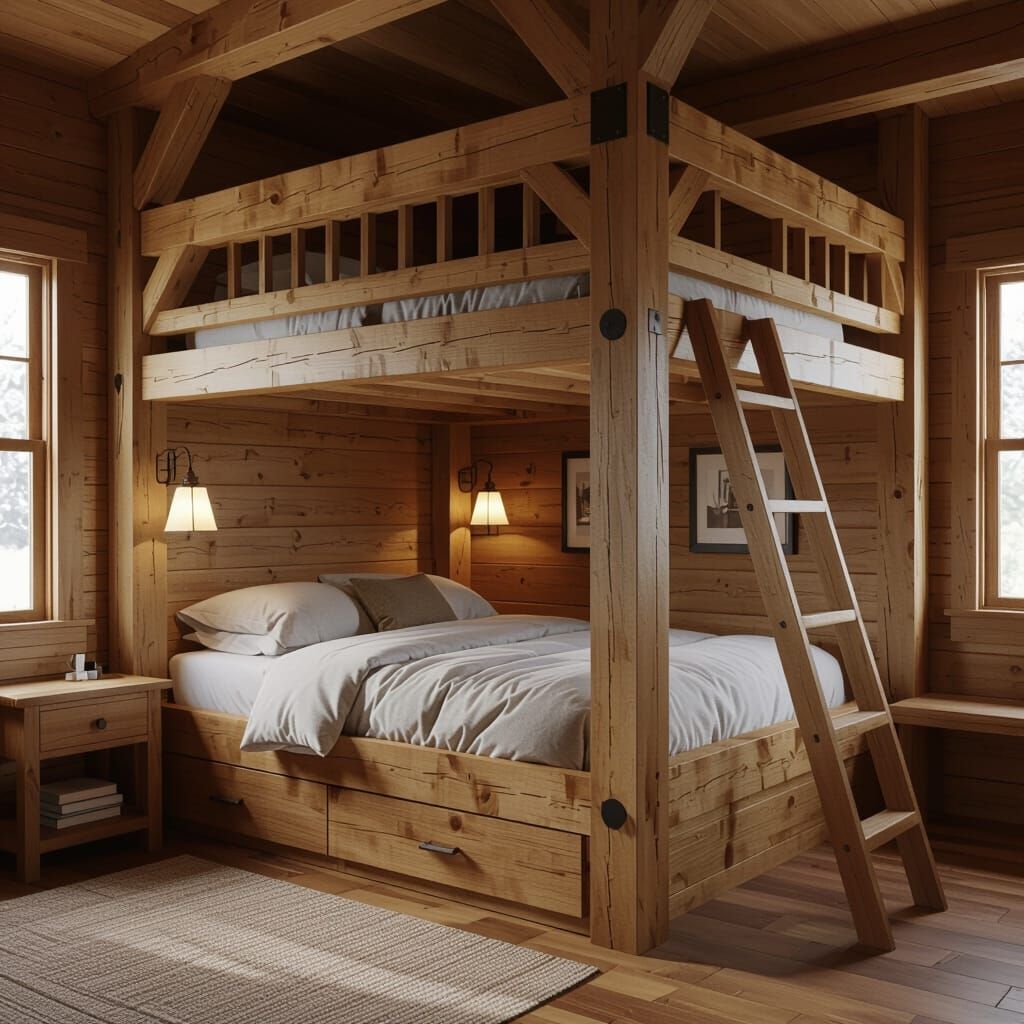 Unique Two-Story Post and Beam Bed Frame