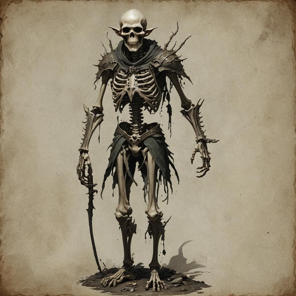 Skeletal Elf Covered in Vermin