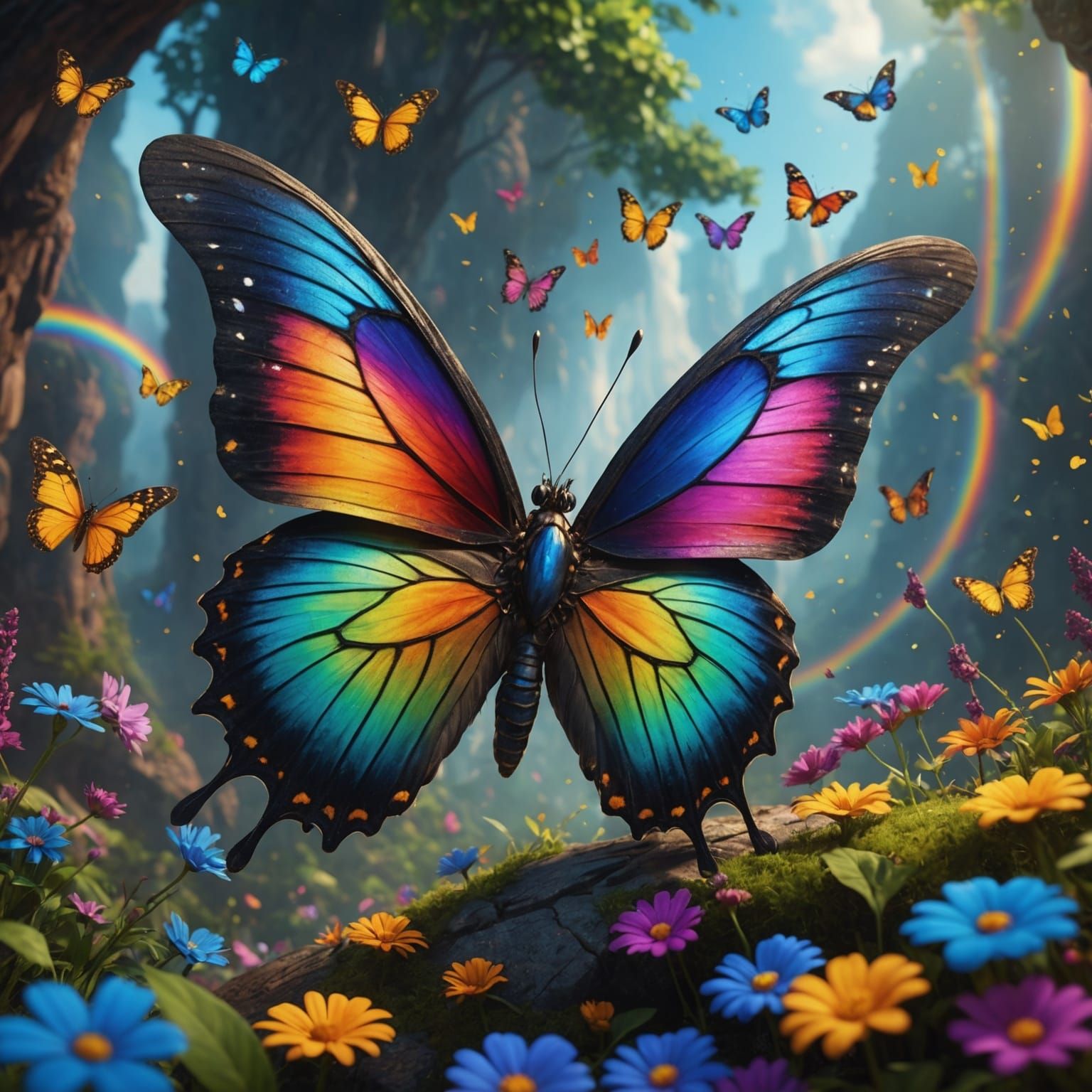 Rainbow Butterfly: Detailed Fantasy Concept Art