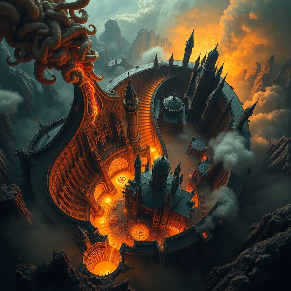 Surreal Hellish Landscapes in Abstract Expressionism Aesthet...