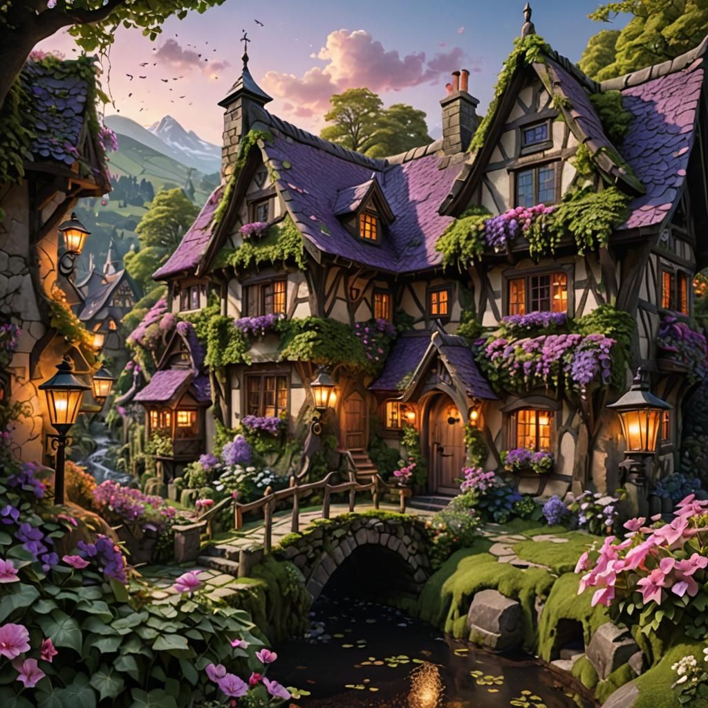Enchanting Fantasy Cottage with Dragon