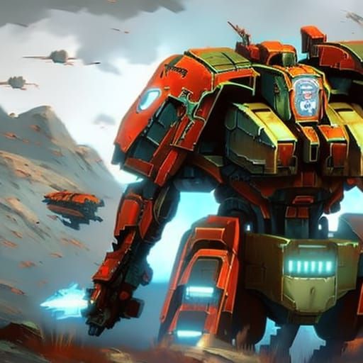 Clan Omnimech Battle Scene in 80's Battletech Style